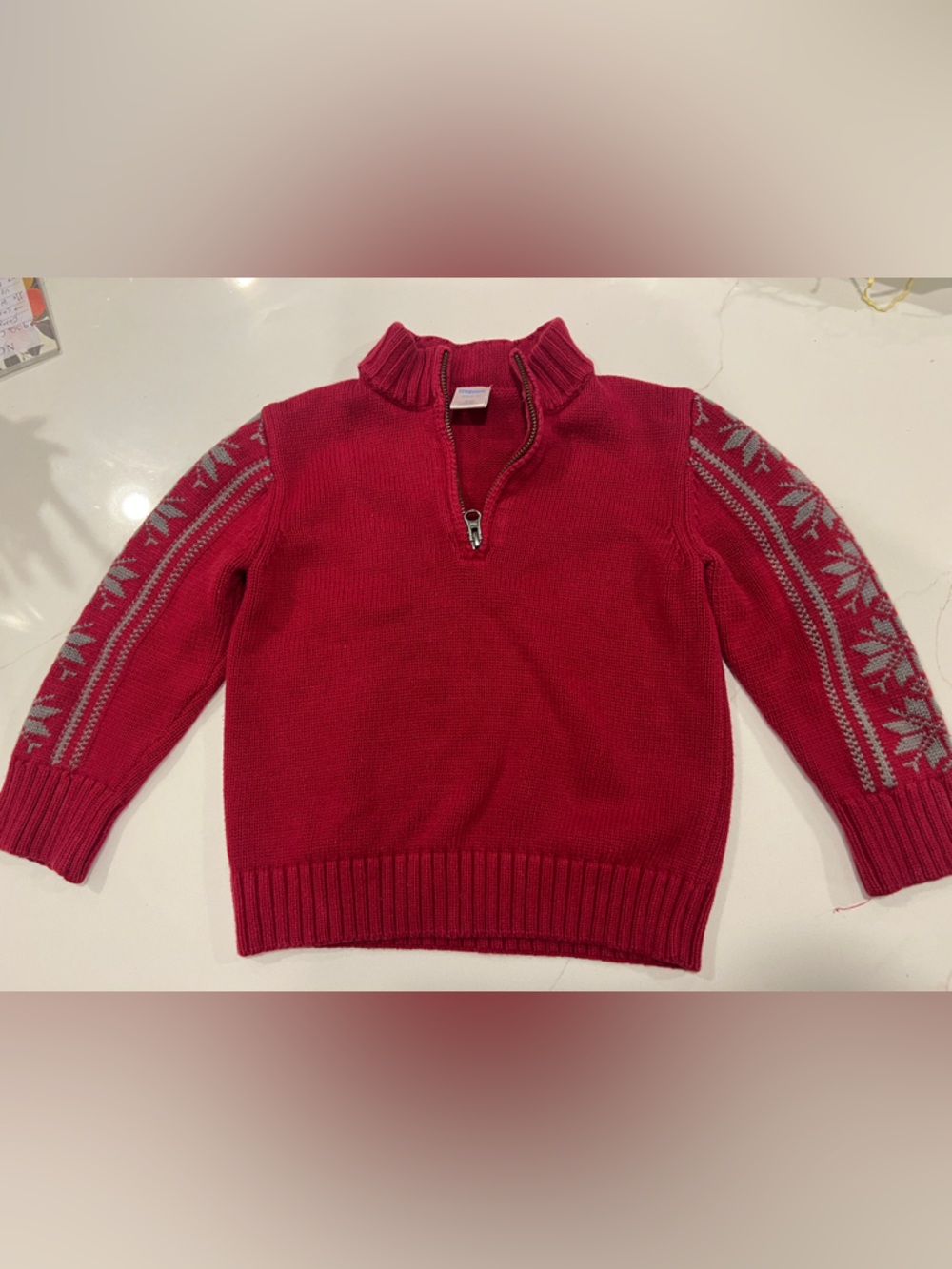 Gymboree Red Quarter-Zip Knit Sweater